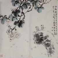 周午生-花鸟-雀花